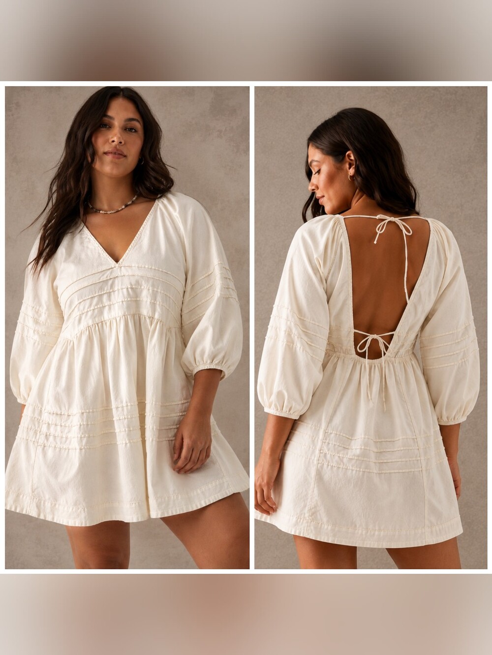 Free People Sweet Surrender Mini Dress XL Ivory Cotton Puff Sleeve Babydoll
